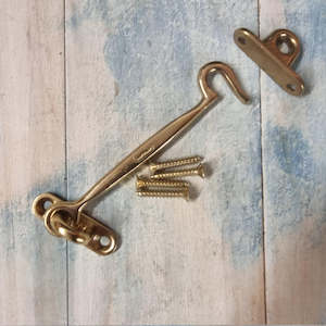 Antique Gold Old Gold Or Worn Brass: Solid Brass Cabin Hook 100mm long