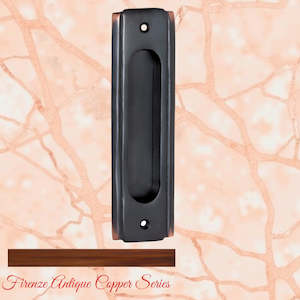 Art Deco Antiqued Copper Flush Pull door handle  150mm x 43mm
