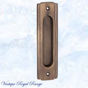Antique Gold Old Gold Or Worn Brass: Art Deco Antiqued Brass Flush Pull door handle  150mm x 43mm