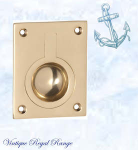 Marine Polished Brass Ring Flush Pull door handle 50mm x63mm