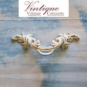 French Provence Off White/Gold Ornate Drawer handle 135mm long