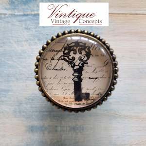 French series Vintage Glass/Zinc Alloy Gold Knob 54mm old key