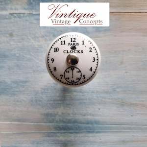 French Theme: White Ceramic furniture Knob Numbers Clock stopwatch Paris 35mm Dia