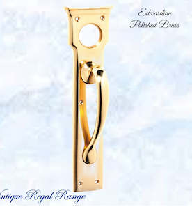 Polished Brass Edwardian Cylinder hole door handle 255mm H