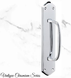 Chrome Retro Offset Pull handle w/backplate 250 x 50mm