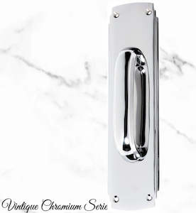Vintage Furniture Handles Pull: Chrome Art Deco Pull handle w/backplate 240x60mm