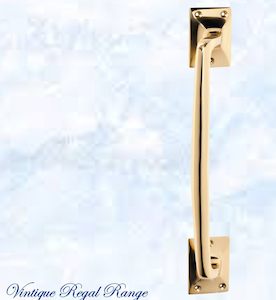 Polished Brass Traditional Offset Door handle 305 x 42mm