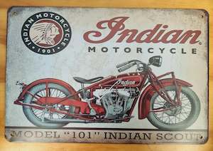 Vintiques Special Deals: Indian Motorcycle-Model 101-Indian Scout....Tin Sign-30 x 20cm*
