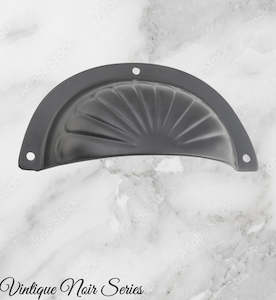 Vintage Cup Furniture Handles: Noir Series Matt Black Brass Classico Fluted Cup Drawer pull