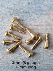 Round head Slot Solid Brass wood screws 12mm  m2 (pkt 10)
