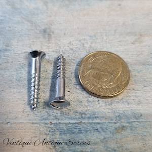 Antique Chrome Plated Brass Round head wood screws 1''(25.4mm) 8 gauge (pkt15)