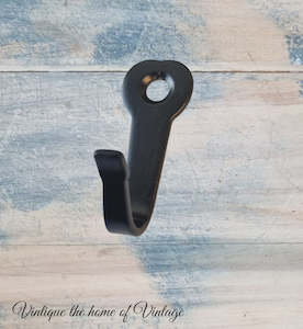Vintage Coat Hooks: Heavy duty black steel robe hook 41mm high