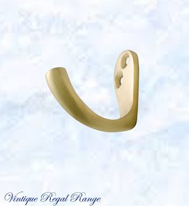 Polished Brass Small Single Prong Robe Hook 45 x 42mm