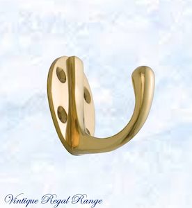 Polished Brass Oval Single Prong Robe Hook 50mmx 42mm