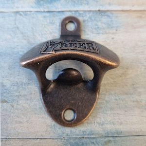 Furniture Hardware Assorted Items: Ice Cold Beer Red Bronze Wall Mounted Bottle opener