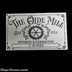Country themed furniture paint stencil-OLDE MILL 250mm x 150mm