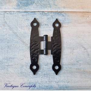 Garden Hardware: Black H-Type ornimental spearhead Hinge 65mm x 33mm
