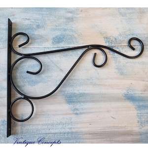 Garden Hardware: Wire Black Garden Planter hanger hook 250mm long