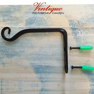 Garden Hardware: Heavy Duty Garden Planter Hook 145mm Long - Black Garden Planter Hanger