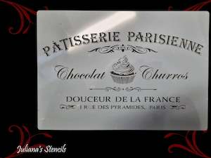 Furniture Wall Painting Stencils: Patisserie Parisienne furniture French painting stencil (A4 Size)