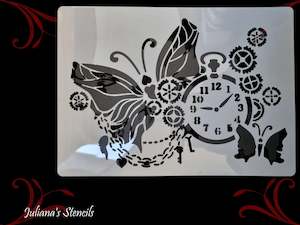 Childrens Themed Wall Furniture Painting Stencils: Butterflies & Clock furniture vintage painting stencil (A4 Size)