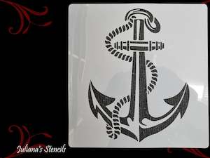 Nautical Anchor with Rope wrap around Furniture & wall Paint Stencil 305 x 305mm