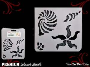 Seashell assortment furniture paint stencil 127mm x 180mm