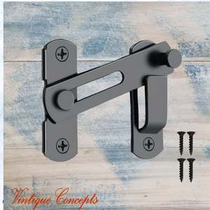 Vintage Metal Furniture Hardware Decorative Embelleshments: Black "Slide and Drop' Swing latch 70mm x 50mm