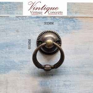 Cabinet Ring Pull handle with Ball Bronze- Ring Diameter 38mm (base 32mm dia)