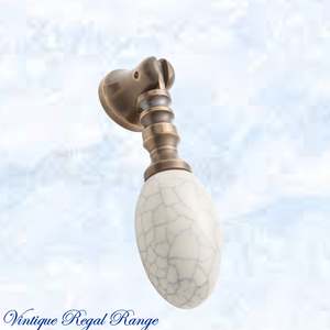 Edwardian Teardrop Porcelain- Antiqued Brass Cabinet / Drawer Handle (65mm teardrop)