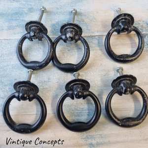 Black drawer rings 45mm dia (set of 6) Used