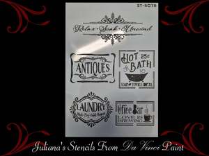 Relax-Soak-Unwind vintage furniture painting stencil (A4 Size)