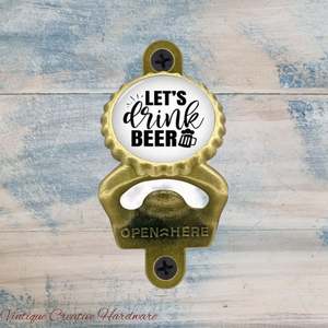 New Collection: Lets Drink Beer- antique gold HD Wall Mounted Vintage Bottle opener for beer bottles