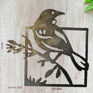 Rustic Art Art Decor For Your Home And Garden Made: Framed Rusty Metal Bird TUI - Musical Bird Art 198mm x 183mm
