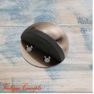 Vintage Metal Hardware: Bronze Stainless Steel Oval Floor Non-Magnetic Rubber Door Stop-NEW