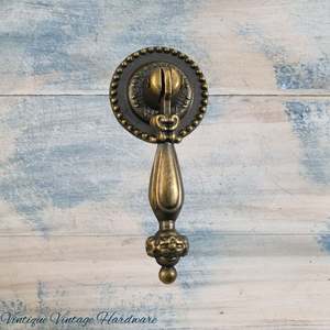 Vintage Metal Hardware: Princess Bronze Teardrop Handle - 66mm long -NEW DEC 2025