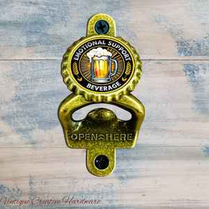 Emotional support- antique gold HD Wall Mounted Vintage Bottle opener for beer bottles