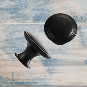 Alcamo Ringed Antique Black finish 29mm Drawer or Cabinet Knob