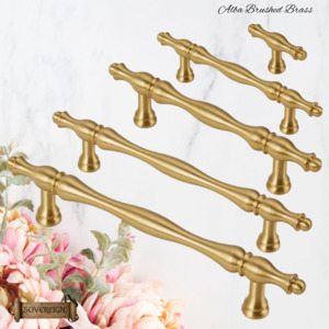 Sovereign "Alba" Brushed Brass ornate cabinet/Drawer handle-5 Sizes