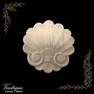 Scallop swirl carved wood furniture medallion 81mm x 78m-New