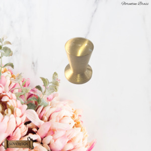 Vintage Metal Hardware: "Florentine" Sovereign Small & Tall 14mm dia Brushed Brass box knob