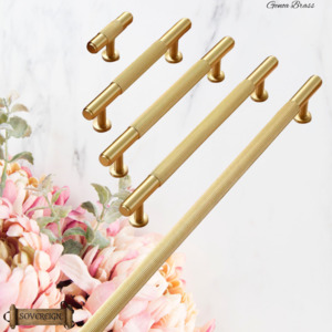 "Genoa" Sovereign Grippa Brushed Brass cabinet T-Bar Handles -8 Sizes
