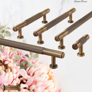 "Genoa" Sovereign Grippa Antiqued Brass cabinet T-Bar Handles -8 Sizes