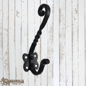 Vintage Metal Hardware: Twisted Forged Iron large coat hook 140mm high