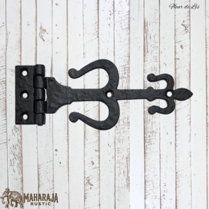 Fleur De Lis Black Antique cast Iron T Hinge 161mmx51mm (MAJ-851)