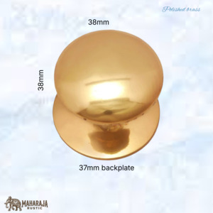 Classic Solid Polished Brass With back plate Cabinet knob 32mm dia (MAJ-875/38)