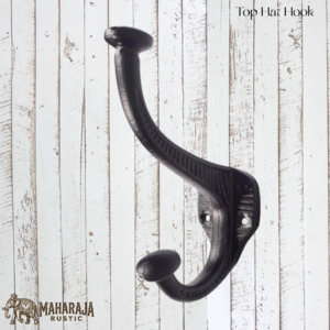 Cast Iron Coat Hooks Hooks: Top Hat Rustic Iron Coat hook 139mm high (MAJ877)
