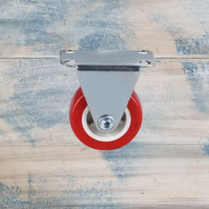 Red Urethane Fixed Directional castor wheel -31.7mm wheel