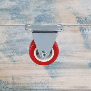 Red Urethane Fixed directional castor wheel -25.4mm wheel