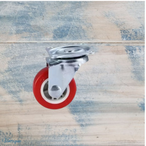 Red Urethane swivel castor wheel -25.4mm wheel